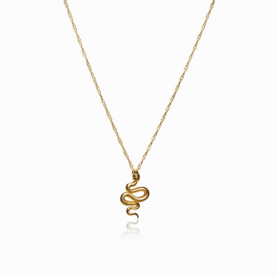 Snake Pendant Necklace Plated in 18K Gold
