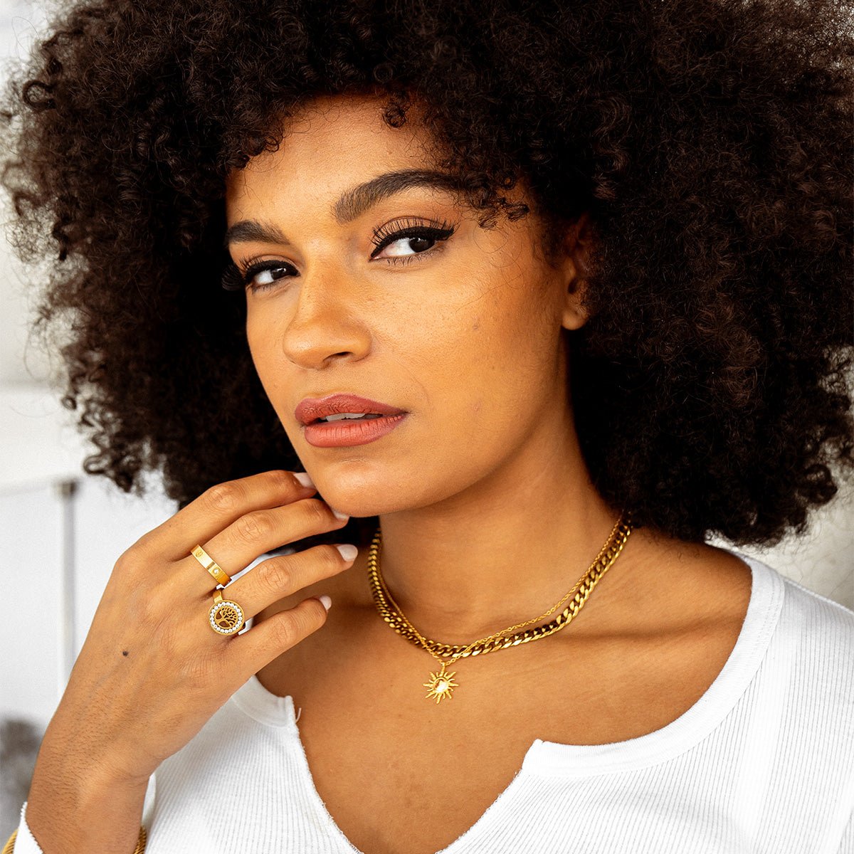 Solstice Necklace Pendant 18K Gold Plated