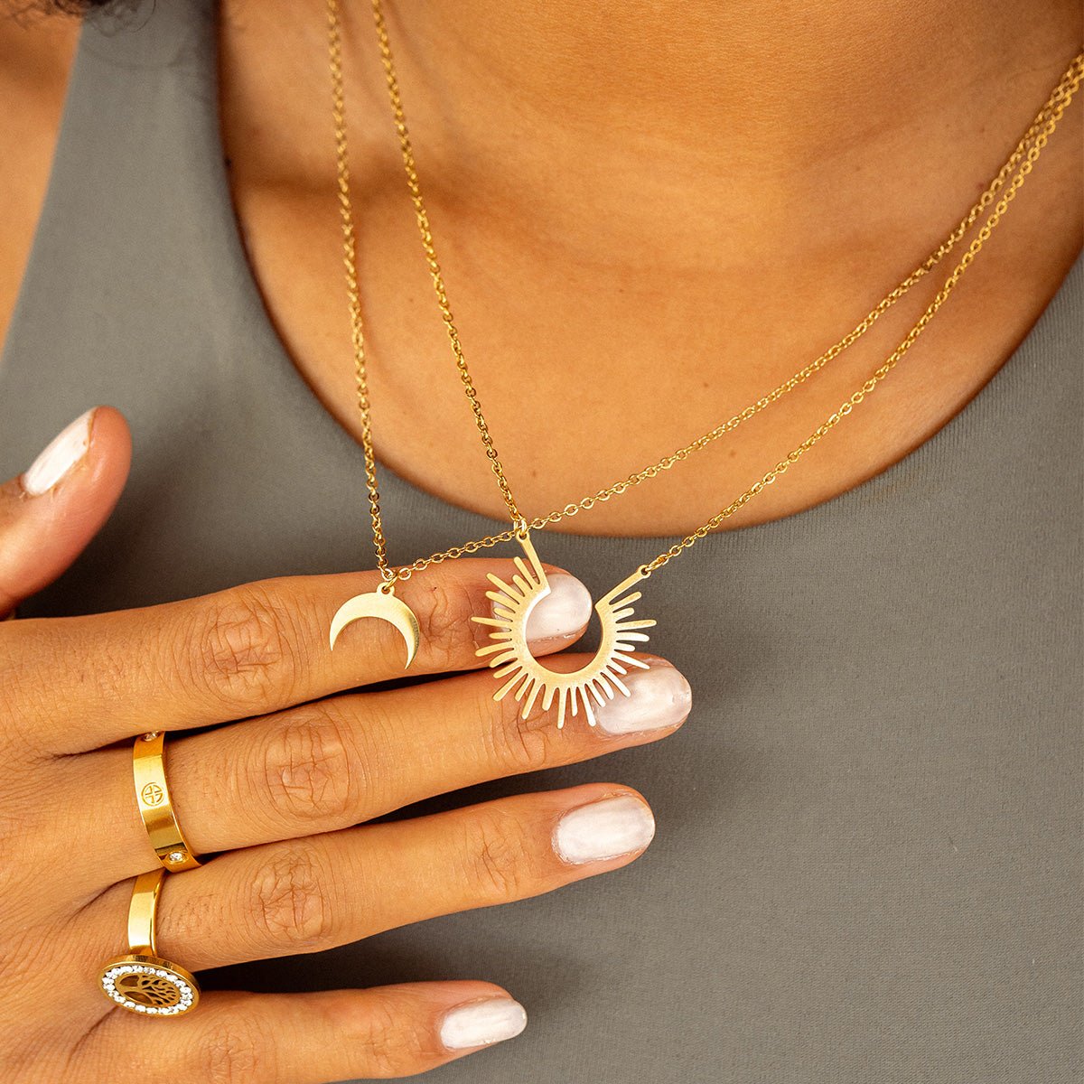 Spike Pendant Necklace Plated in 18K Gold