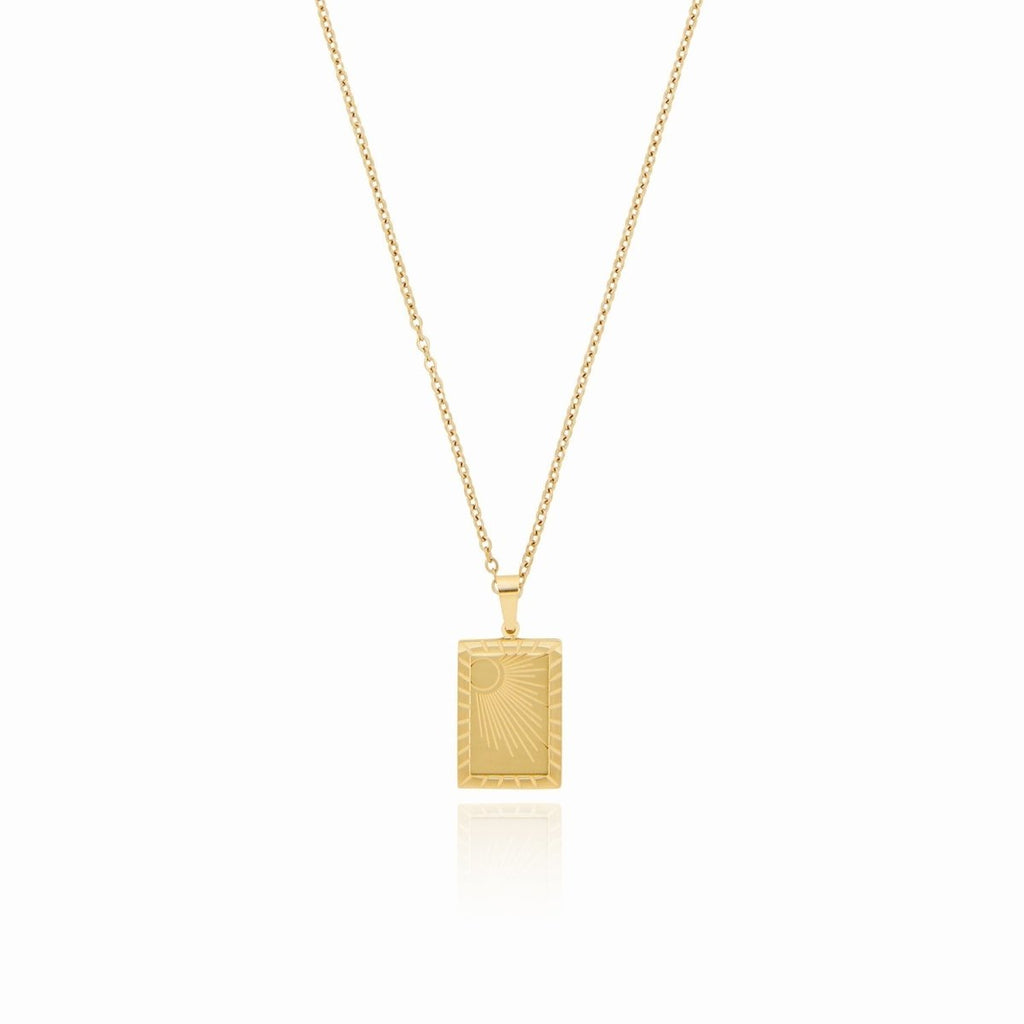 Sunrise Pendant Necklace, 18K Gold Plated