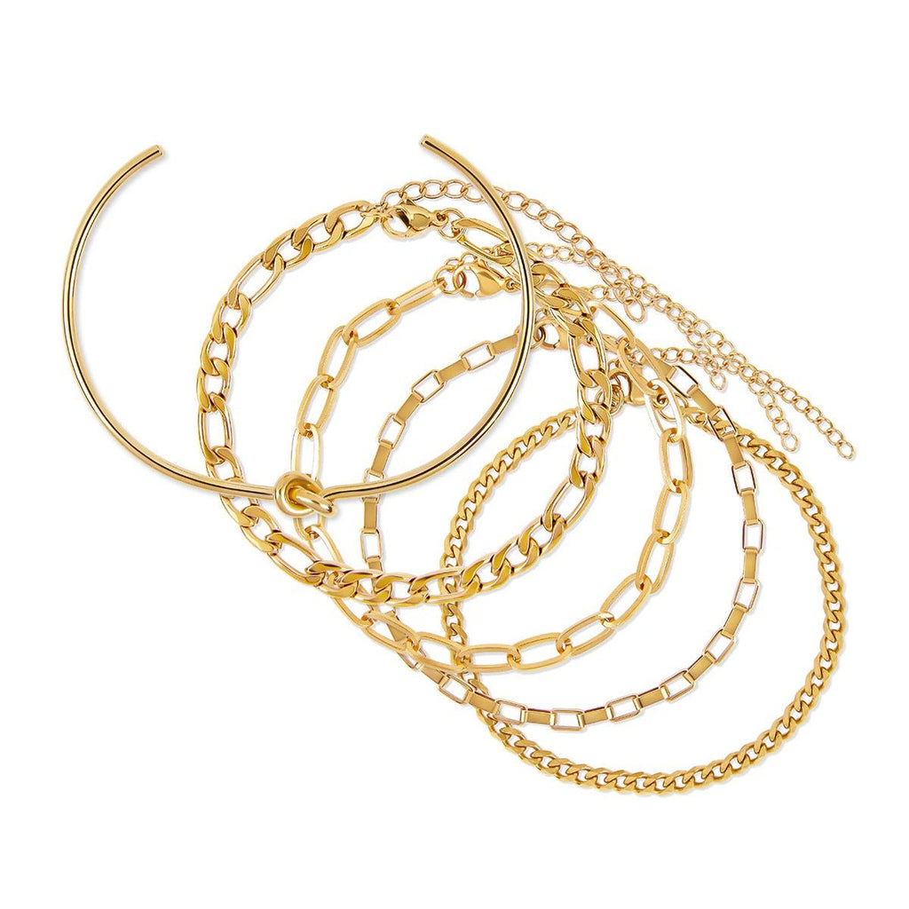 Elegance Bracelet Set & Knot Bangle Plated in 18K Gold