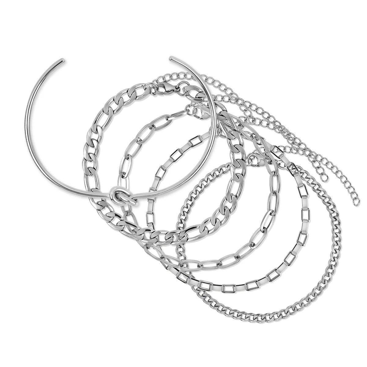 Elegance Bracelet Set & Knot Bangle - Silver