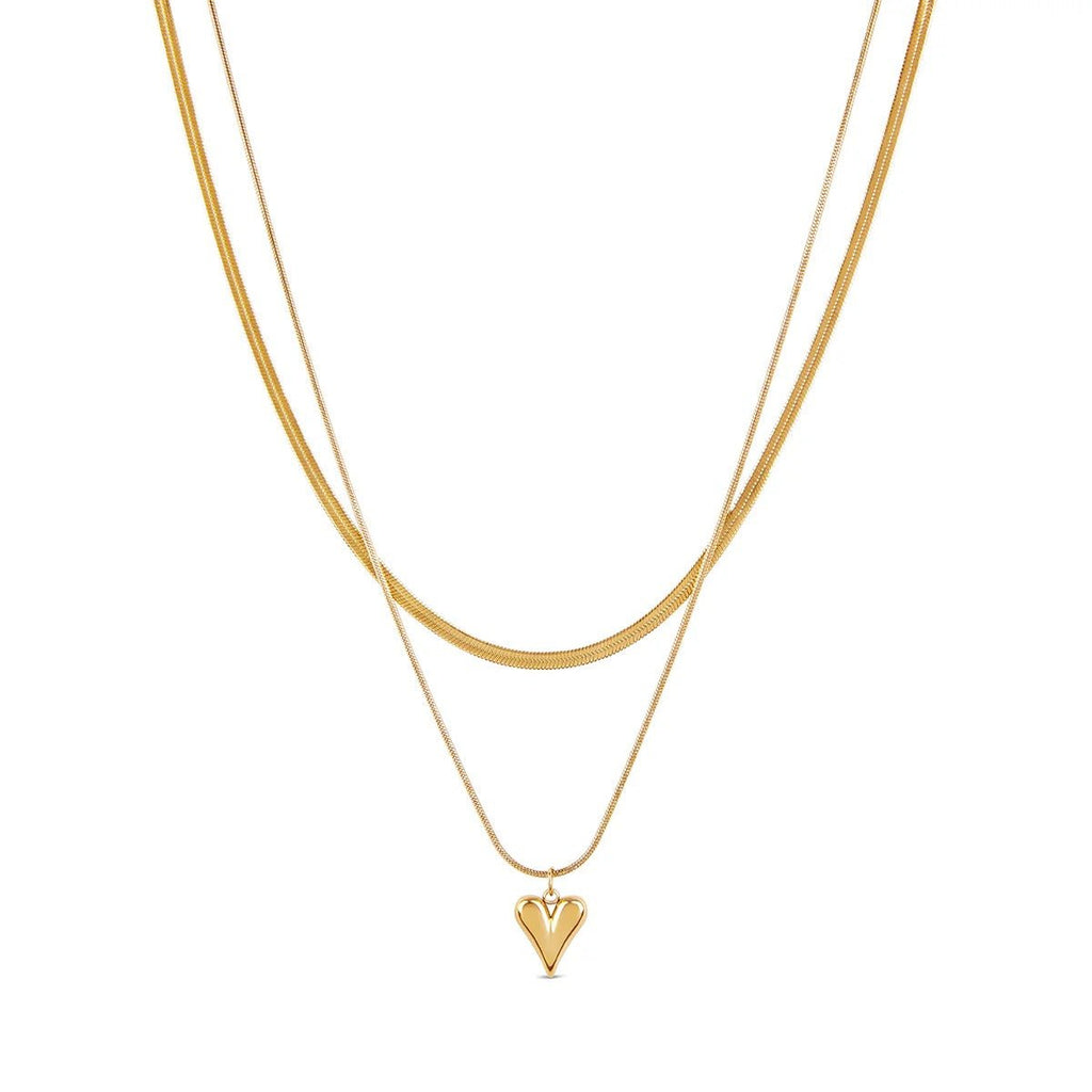 Mix of Heart-Shaped Necklaces Plated in 18K Gold