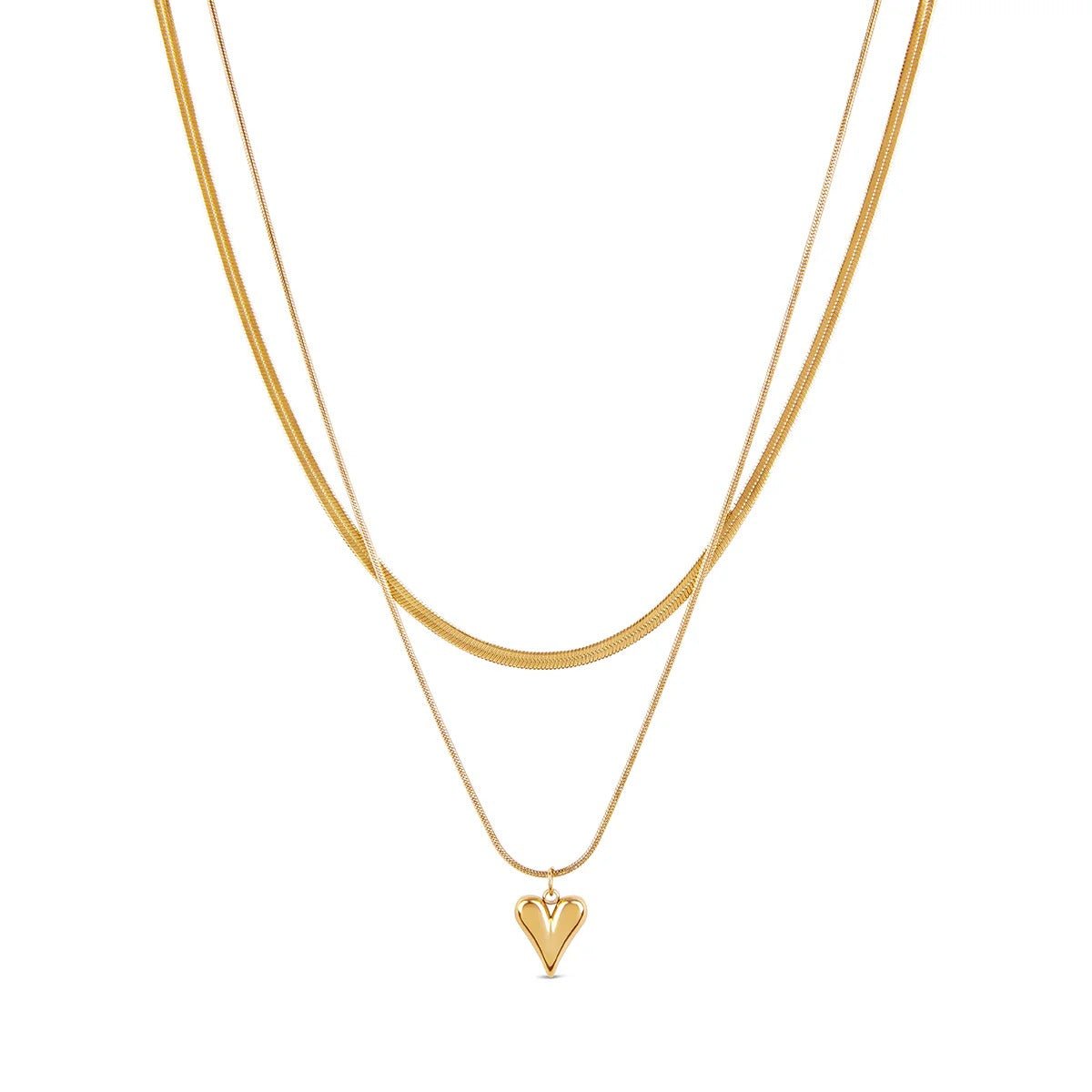 Mix of Heart-Shaped Necklaces Plated in 18K Gold