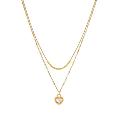 Mix of Marble Heart Necklaces Plated in 18K Gold