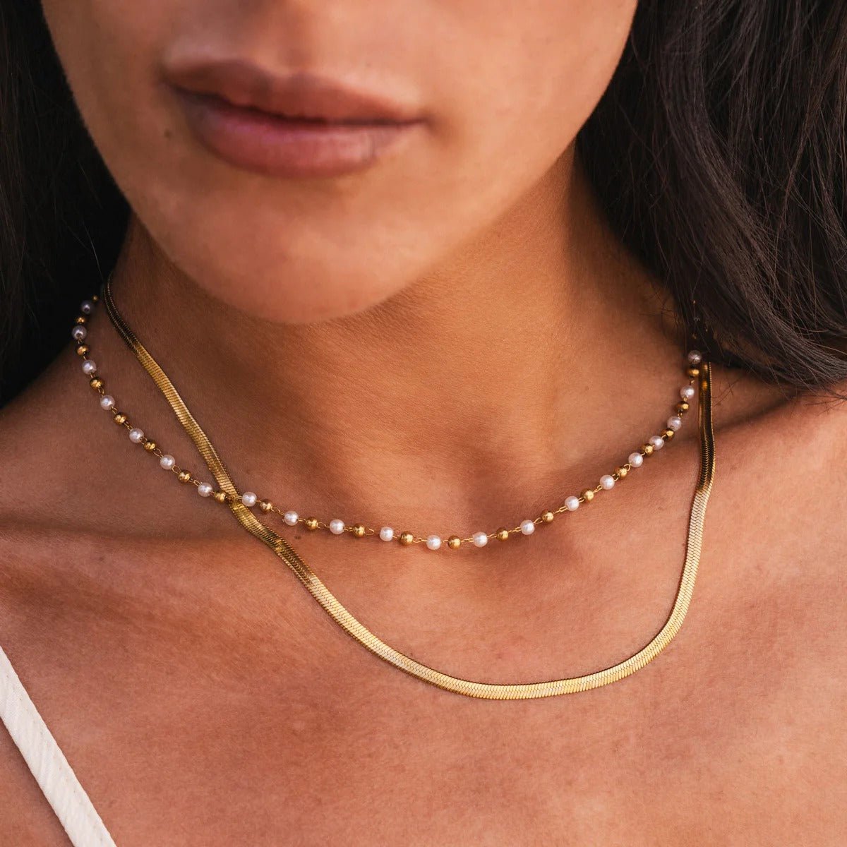Mix of Pearl Necklaces Plated in 18K Gold