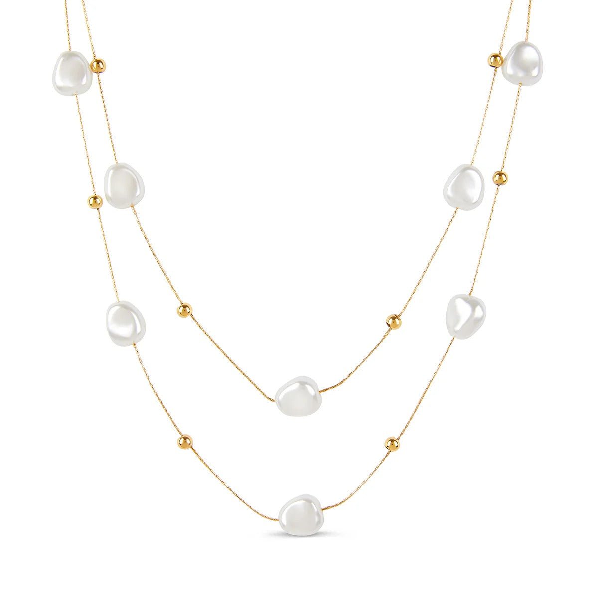 Mix of Irregular Pearl Necklaces Plated in 18K Gold