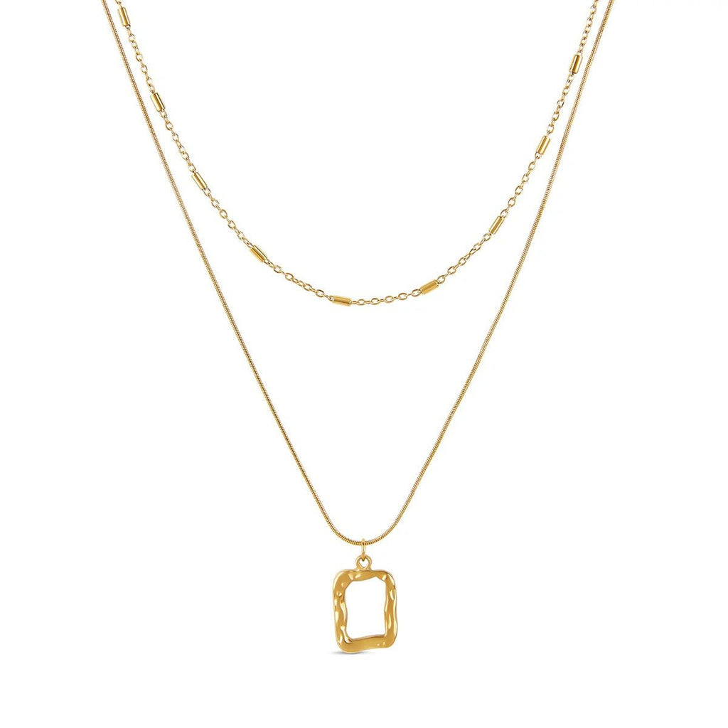 Mix of Necklaces with Abstract Pendant, 18K Gold Plated