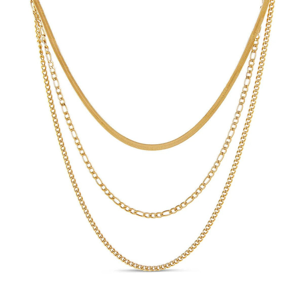 Mix of chains plated in 18k gold.