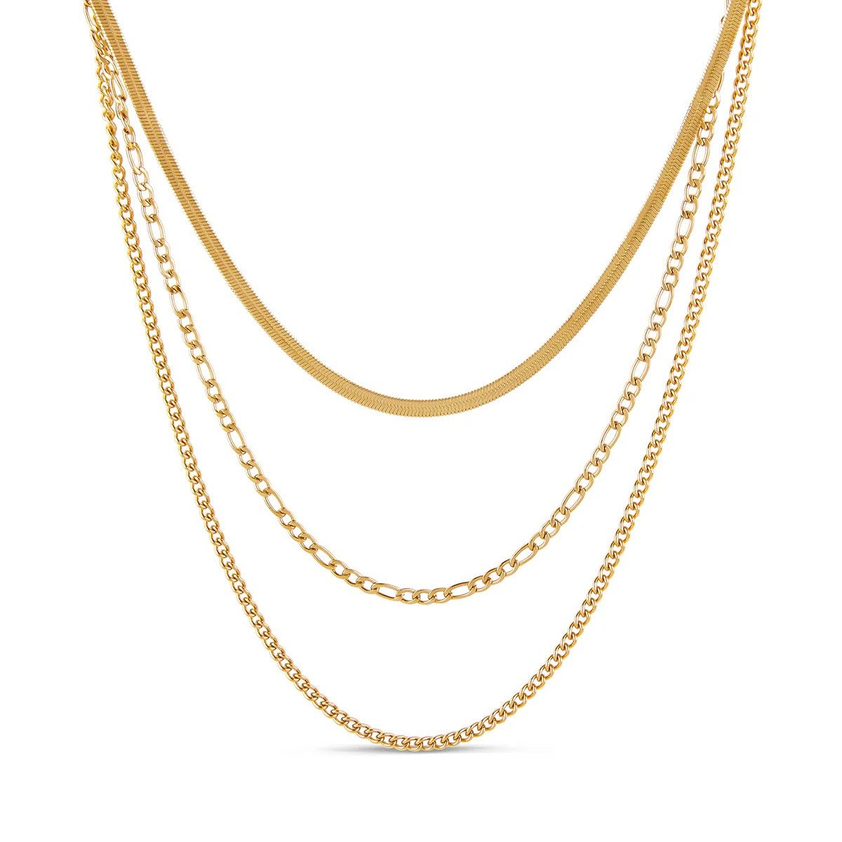 Mix of chains plated in 18k gold.