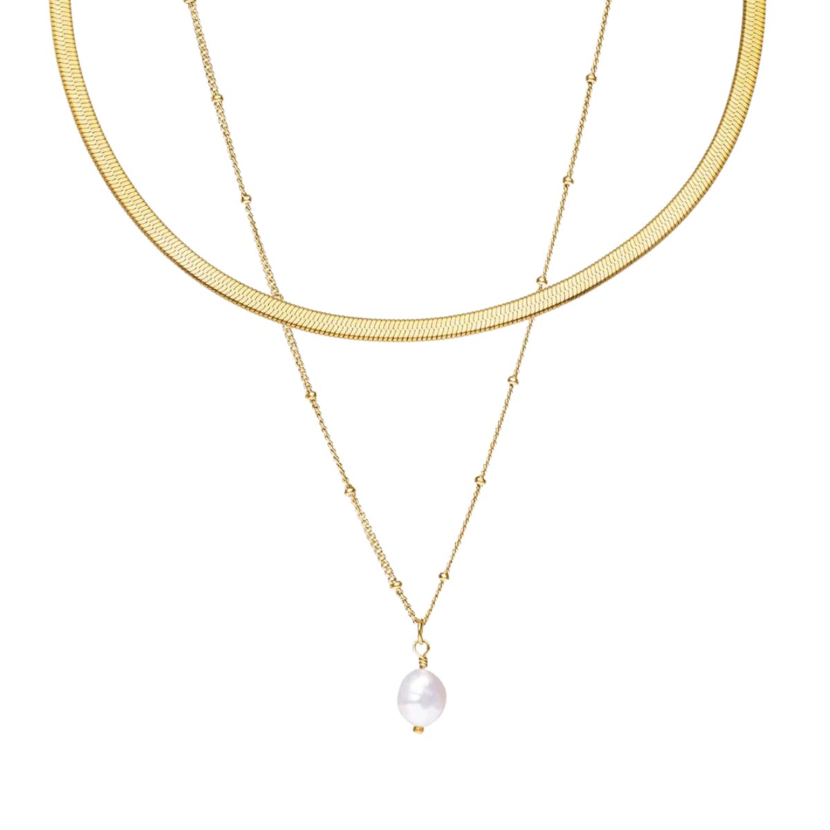 Mix Shine Double Necklace Plated in 18k Gold