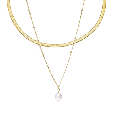 Mix Shine Double Necklace Plated in 18k Gold