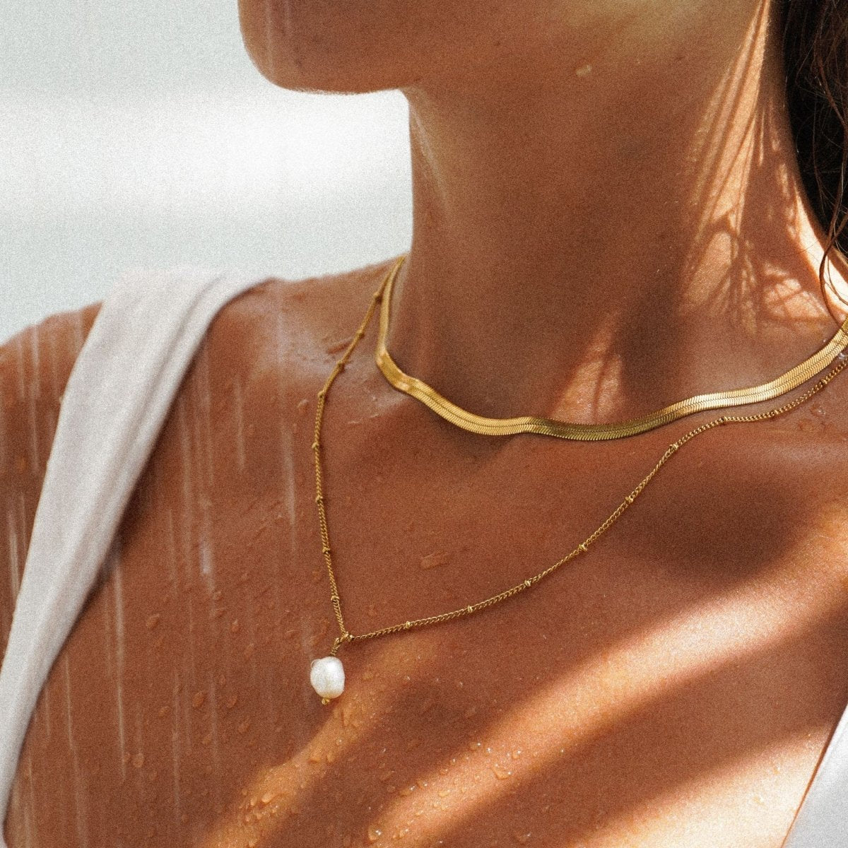 Mix Shine Double Necklace Plated in 18k Gold
