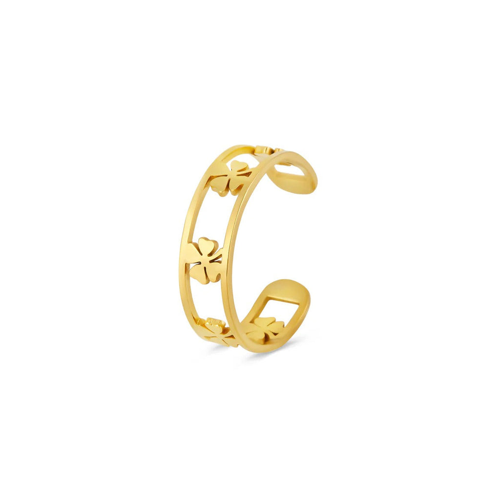 Adjustable Clover Ring Plated in 18K Gold