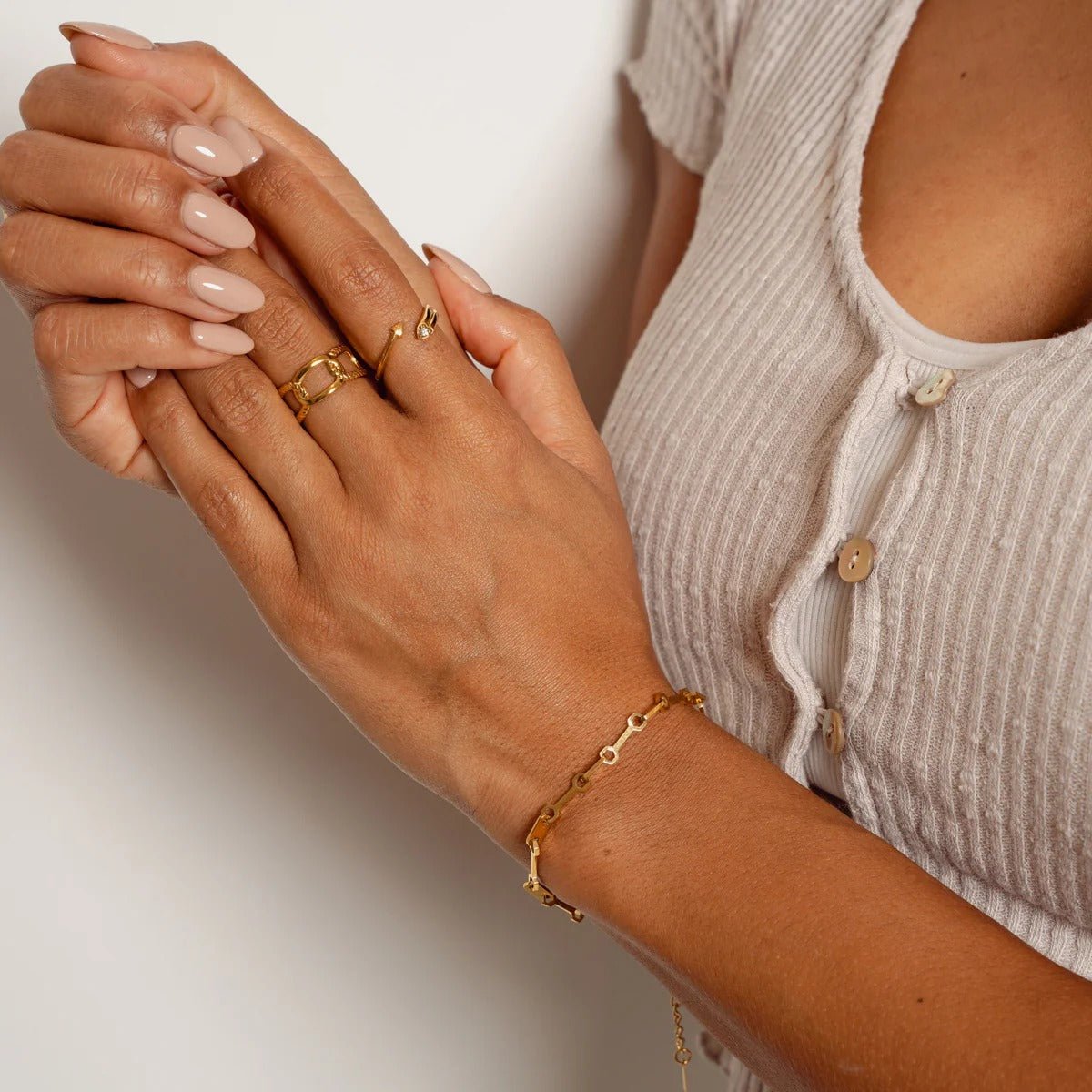 18K Gold Plated Tablet Link Chain Bracelet