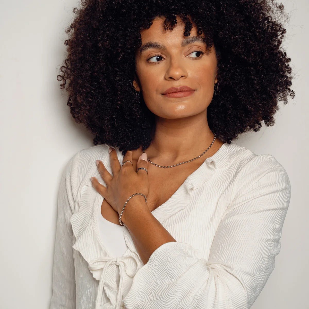 Beaded Chain Bracelet - Silver