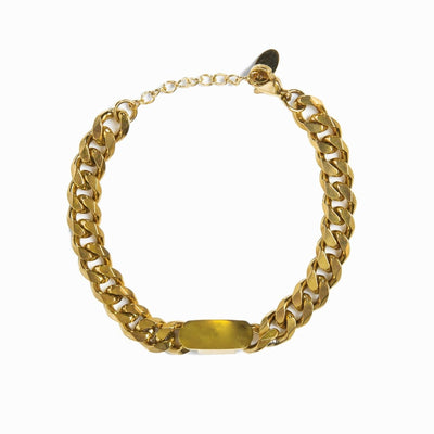18k Gold Plated Rectangular Pendant Chain Bracelet