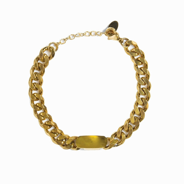 18k Gold Plated Rectangular Pendant Chain Bracelet
