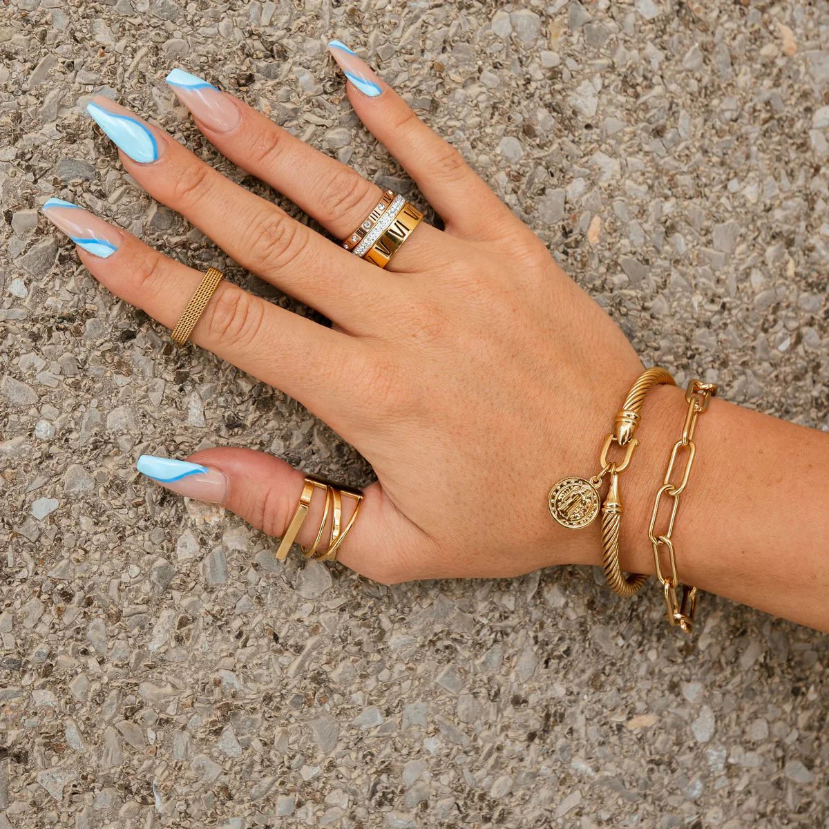 Celina Link Bracelet with 18K Gold Plated Chain