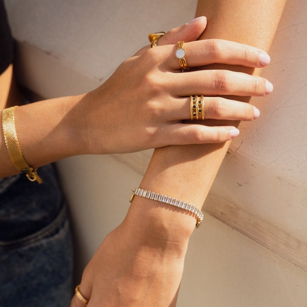 Riviera Baguette Lock Bracelet Plated in 18K Gold