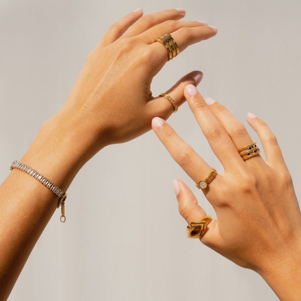 Riviera Baguette Lock Bracelet Plated in 18K Gold