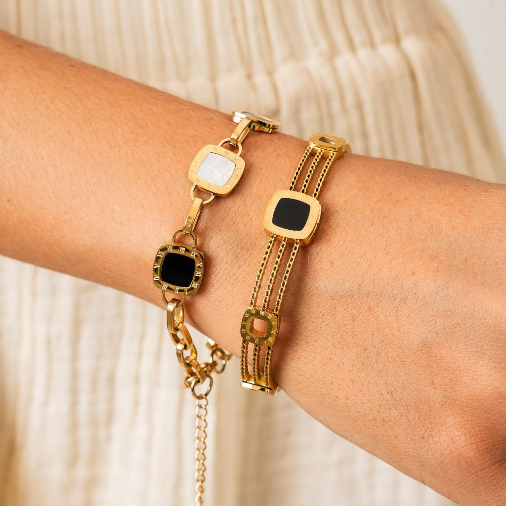 Mono Square Bracelet Plated in 18k Gold