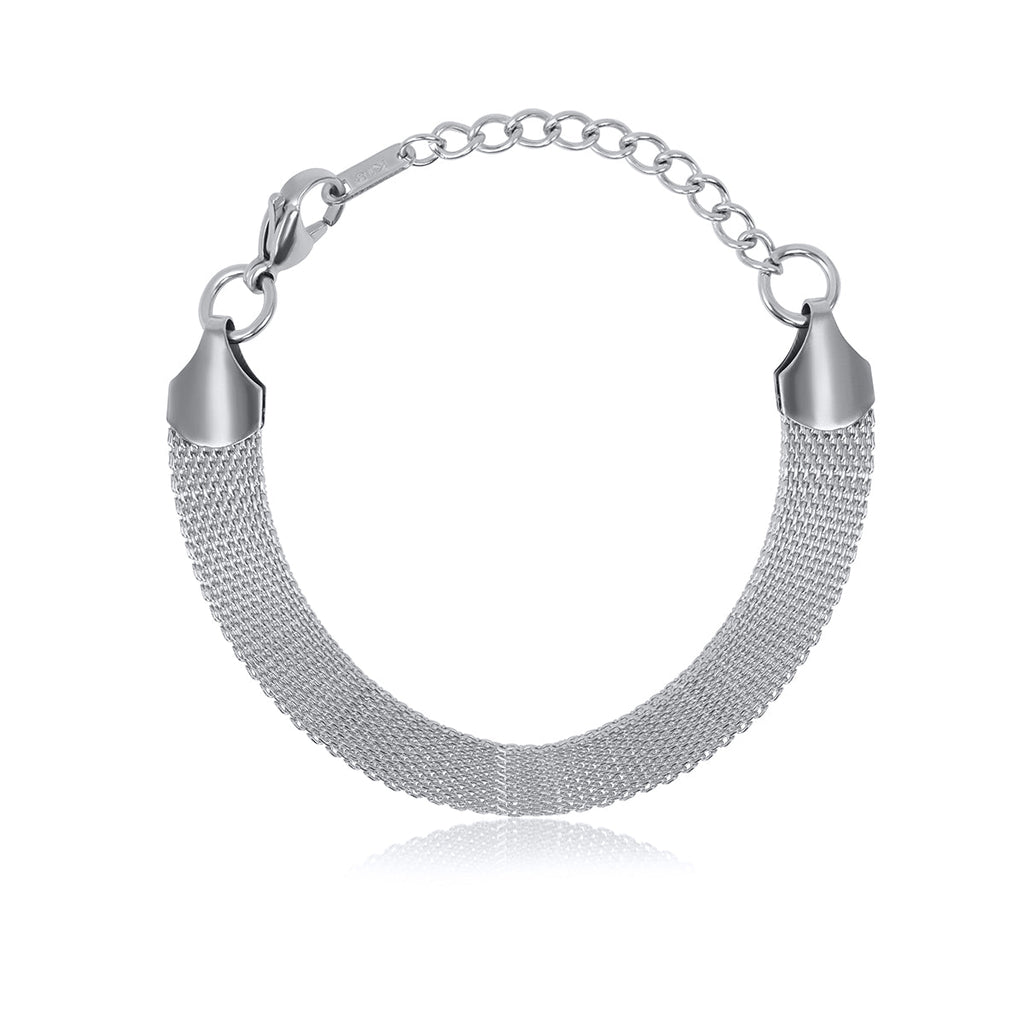 Plain Woven Bracelet - Silver