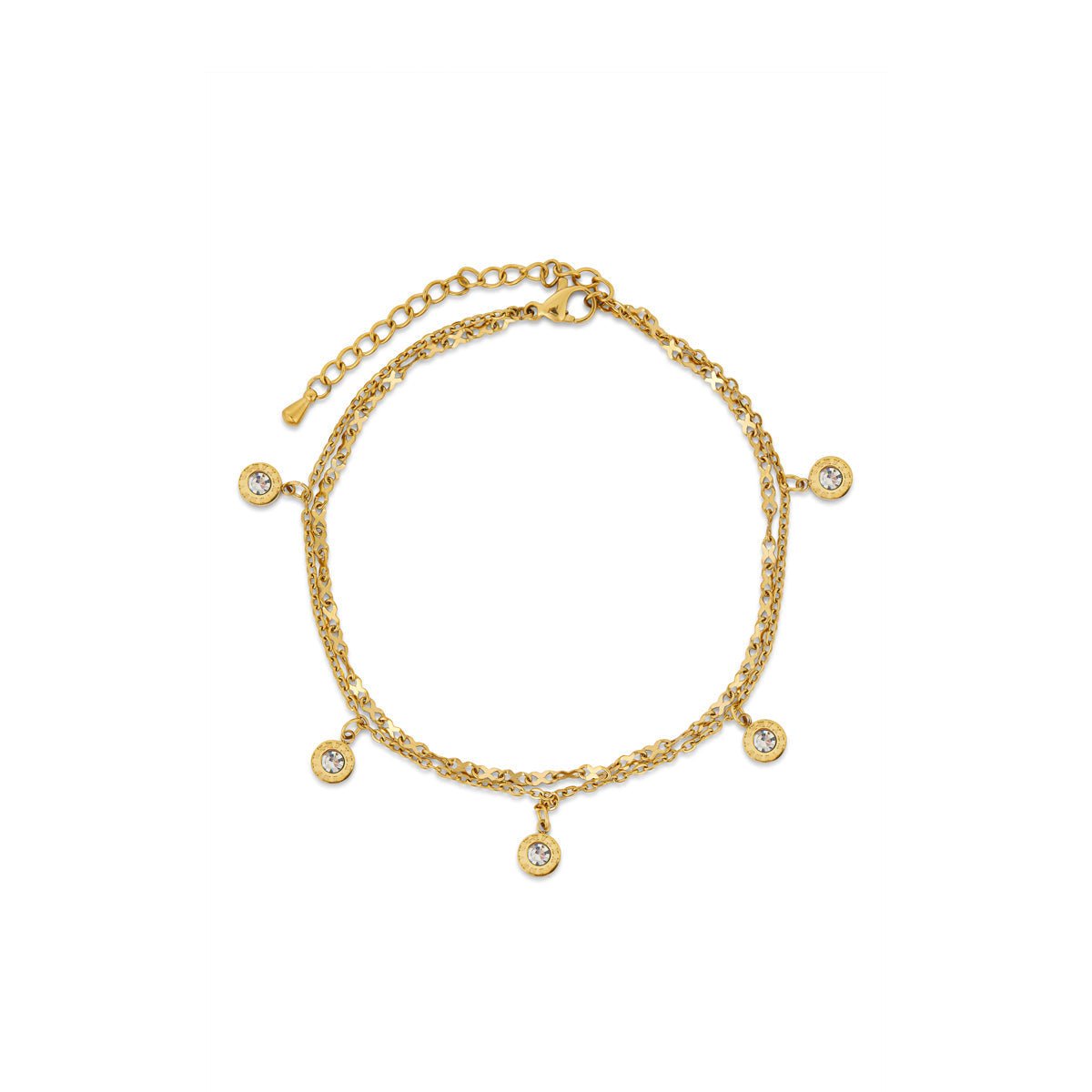 Atlas Zirconia Anklet Plated in 18K Gold