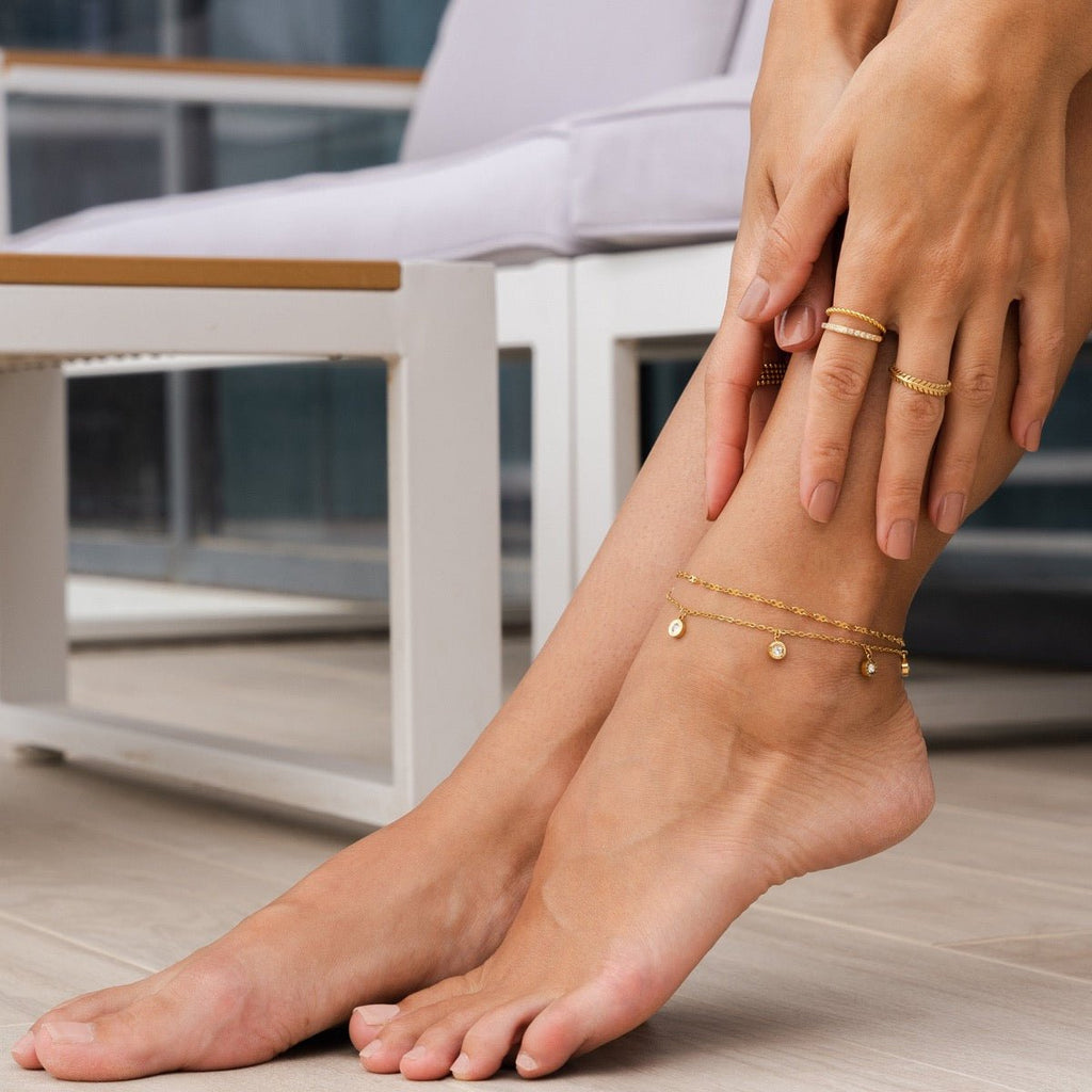 Atlas Zirconia Anklet Plated in 18K Gold