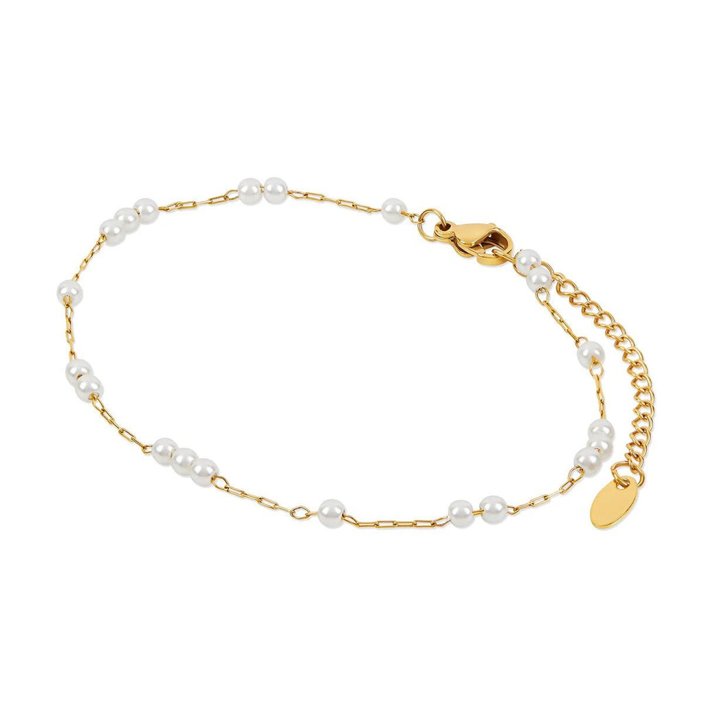 Delicate Pearl Anklet Plated in 18K Gold