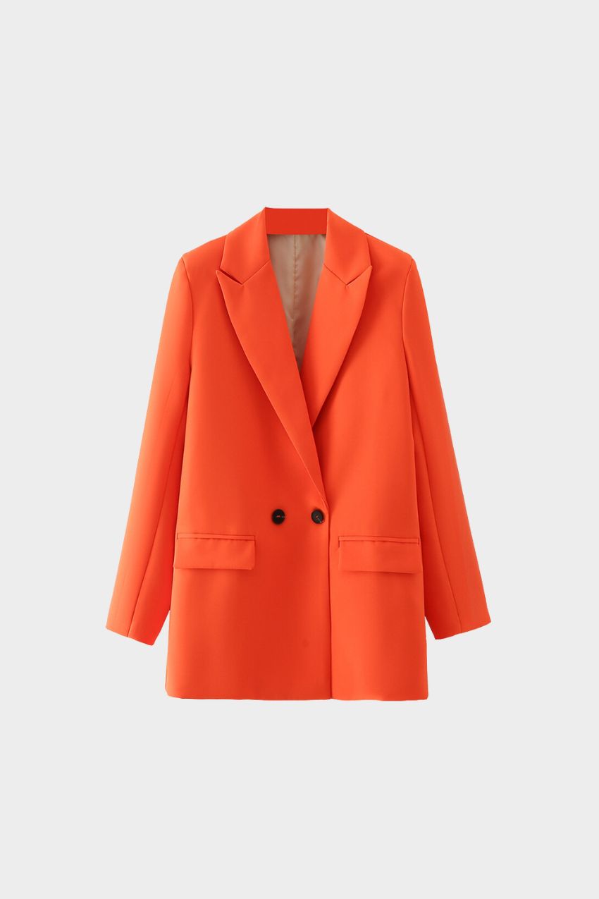 Blazer Alfaiataria Laranja Botão Simples