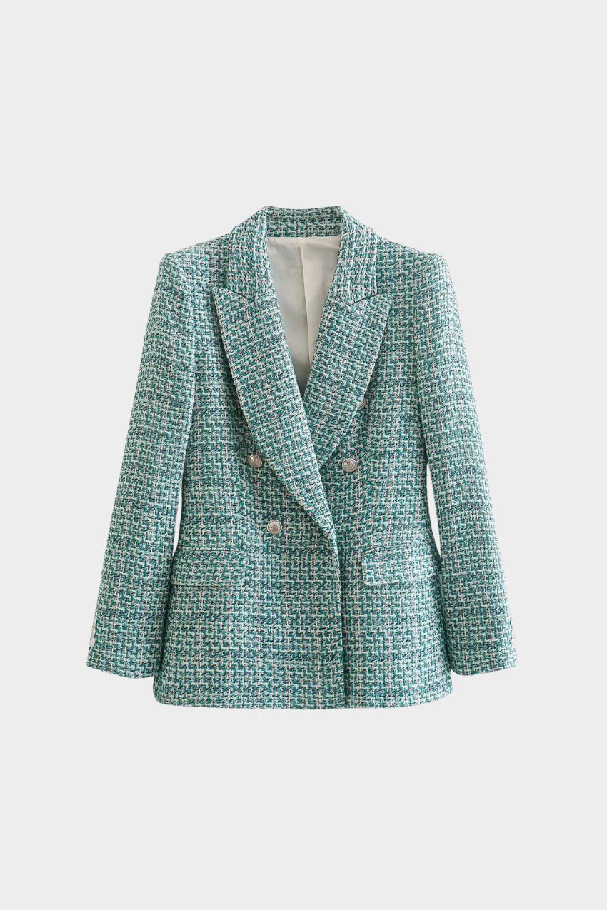 Blazer Tweed Verde Multicolorido