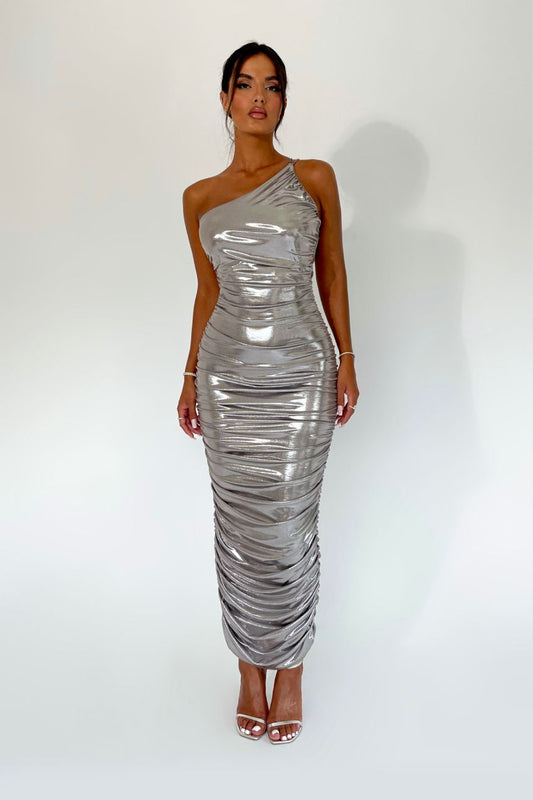 Vestido Metálico Prata Giorgia