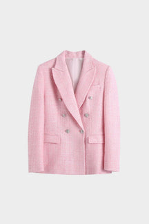 Blazer Tweed Botão Duplo Rosa