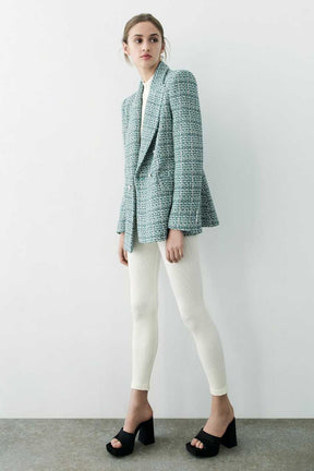 Blazer Tweed Verde Multicolorido